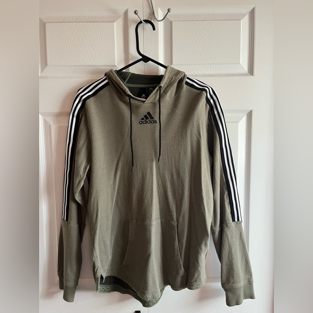 Army Green Adidas Hoodie, Size Small